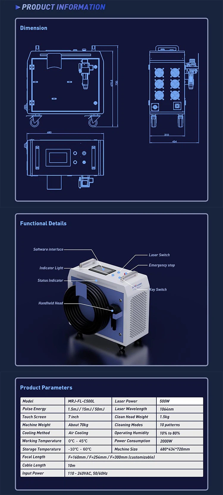 500W Air Cooled Cleaning Machine 500W Air Cooled Cleaning Machine